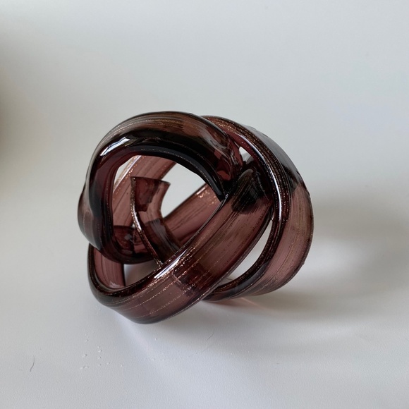 Knot Orb Art Glass Purple-Brown with Gold Stripes Vintage Collectible - Picture 5 of 8